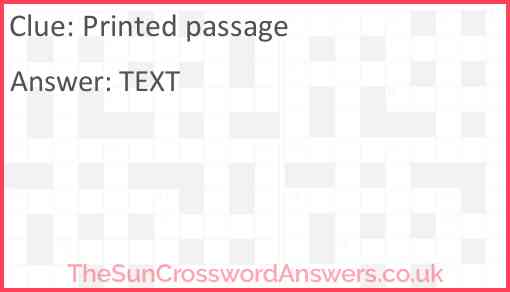 Printed passage Answer