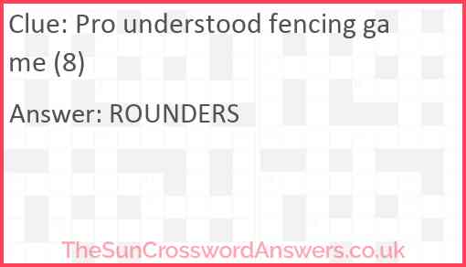 Pro understood fencing game (8) Answer