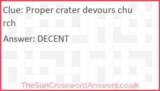 Proper crater devours church Answer