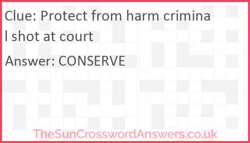 Protect from harm criminal shot at court Answer