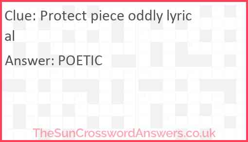 Protect piece oddly lyrical Answer