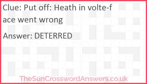 Put off: Heath in volte-face went wrong Answer