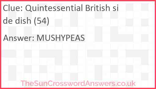 Quintessential British side dish (54) Answer