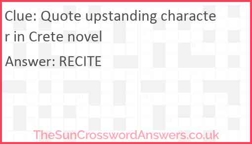 Quote upstanding character in Crete novel Answer