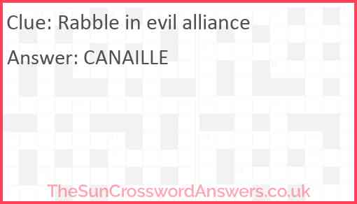 Rabble in evil alliance Answer