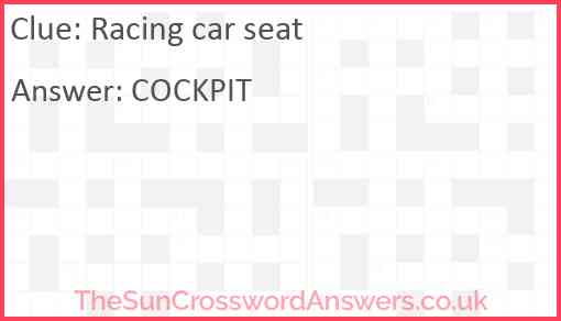 Racing car seat Answer