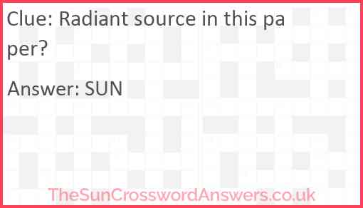 Radiant source in this paper? Answer