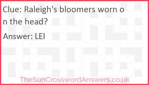 Raleigh's bloomers worn on the head? Answer