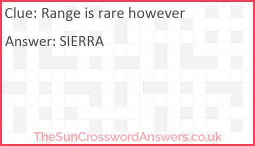 Range is rare however Answer