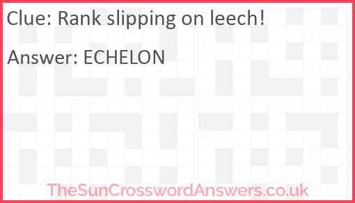 Rank slipping on leech! Answer