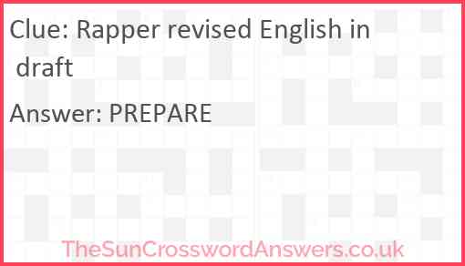 Rapper revised English in draft Answer