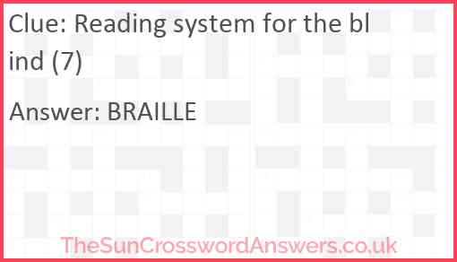 Reading system for the blind (7) Answer