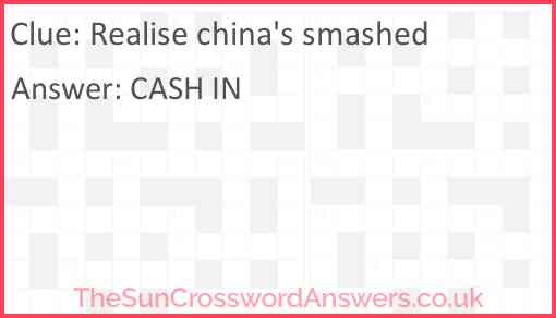 Realise china's smashed Answer