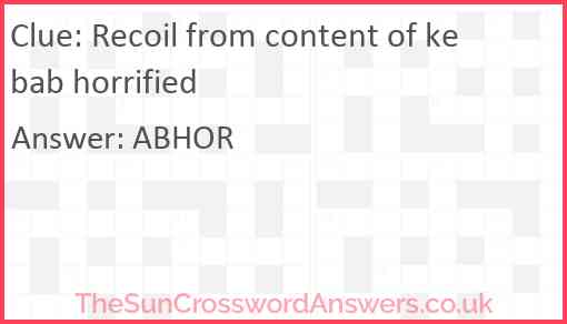 Recoil from content of kebab horrified Answer