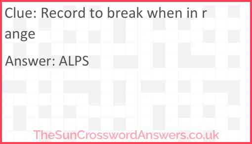 Record to break when in range Answer