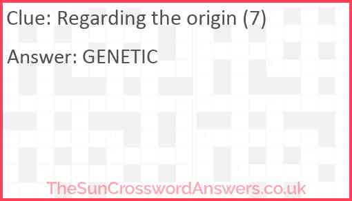 Regarding the origin (7) Answer