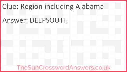 Region including Alabama Answer