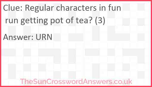 Regular characters in fun run getting pot of tea? (3) Answer