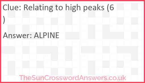 Relating to high peaks (6) Answer