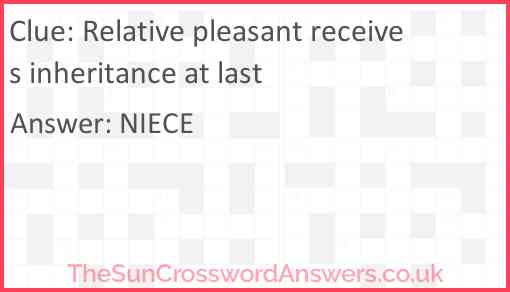 Relative pleasant receives inheritance at last Answer