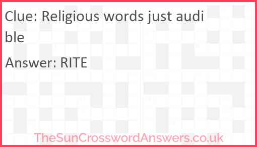 Religious words just audible Answer