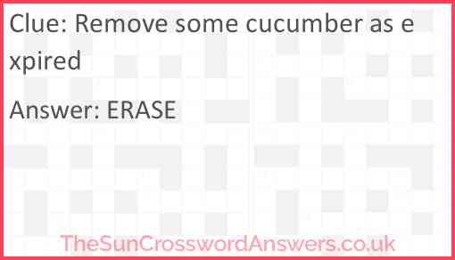 Remove some cucumber as expired Answer