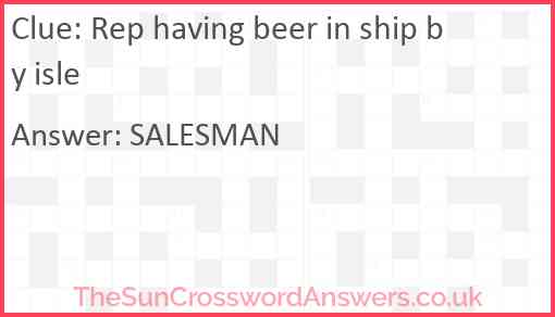 Rep having beer in ship by isle Answer