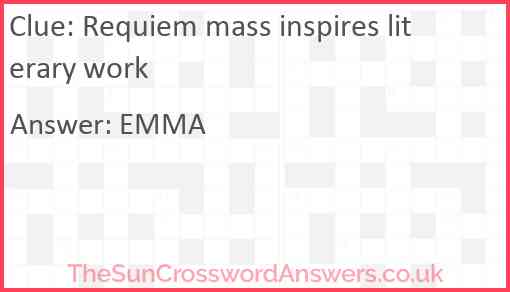 Requiem mass inspires literary work Answer