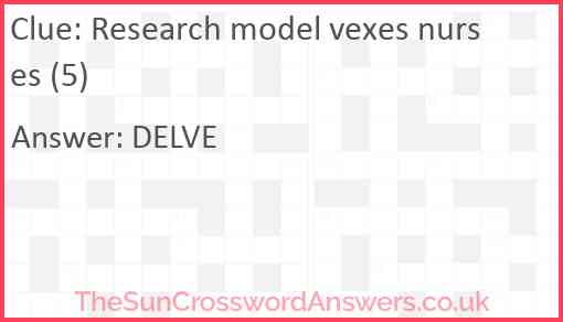Research model vexes nurses (5) Answer
