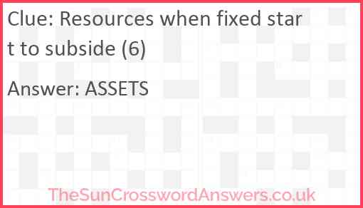 Resources when fixed start to subside (6) Answer