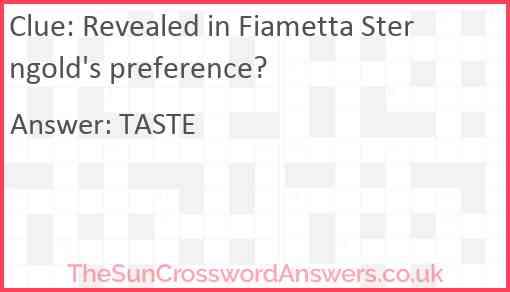 Revealed in Fiametta Sterngold's preference? Answer