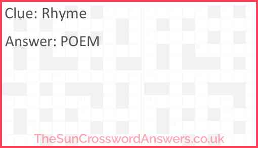 Rhyme Answer