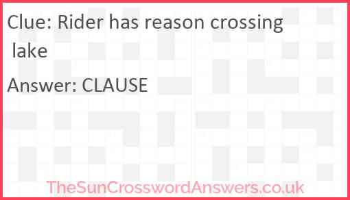 Rider has reason crossing lake Answer