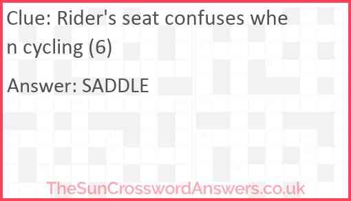 Rider's seat confuses when cycling (6) Answer