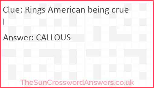 Rings American being cruel Answer