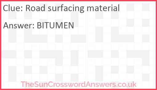 Road surfacing material Answer