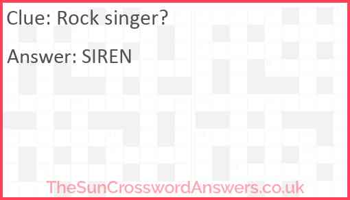 Rock singer? Answer