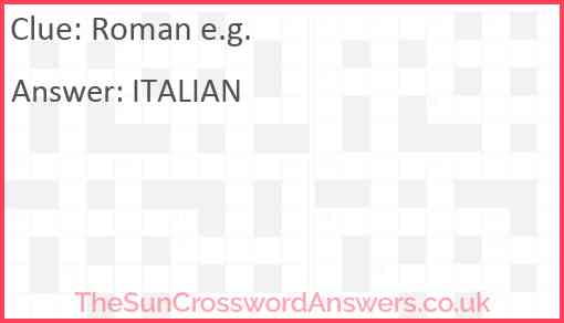 Roman e.g. Answer