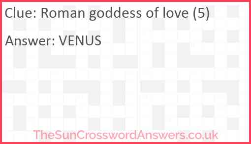 Roman goddess of love (5) Answer