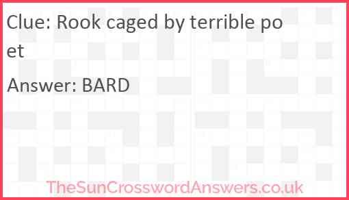 Rook caged by terrible poet Answer