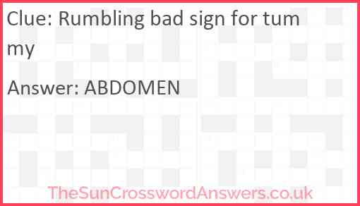 Rumbling bad sign for tummy Answer