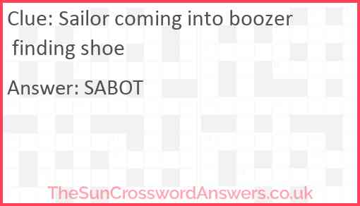 Sailor coming into boozer finding shoe Answer