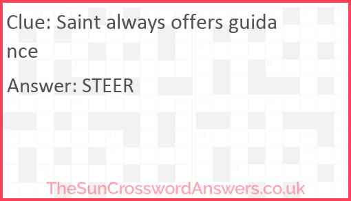 Saint always offers guidance Answer