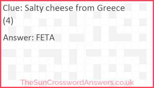 Salty cheese from Greece (4) Answer