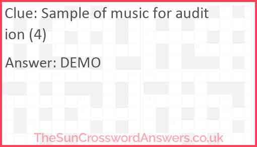 Sample of music for audition (4) Answer