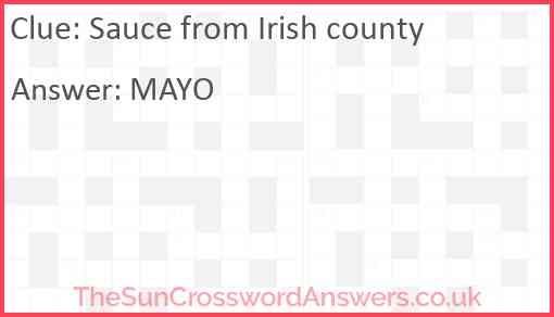 Sauce from Irish county Answer