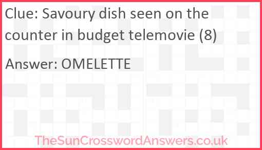 Savoury dish seen on the counter in budget telemovie (8) Answer