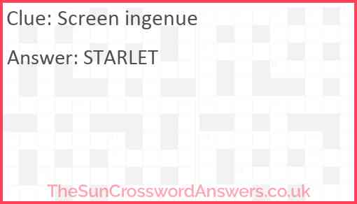 Screen ingenue Answer