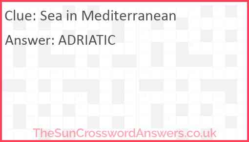 Sea in Mediterranean Answer