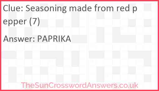 Seasoning made from red pepper (7) Answer